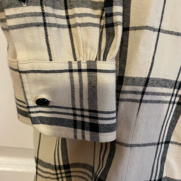 Lauren Ralph Lauren Button Up Long Sleeve Cotton Blouse Ivory Black Size MEDIUM - Picture 6 of 7